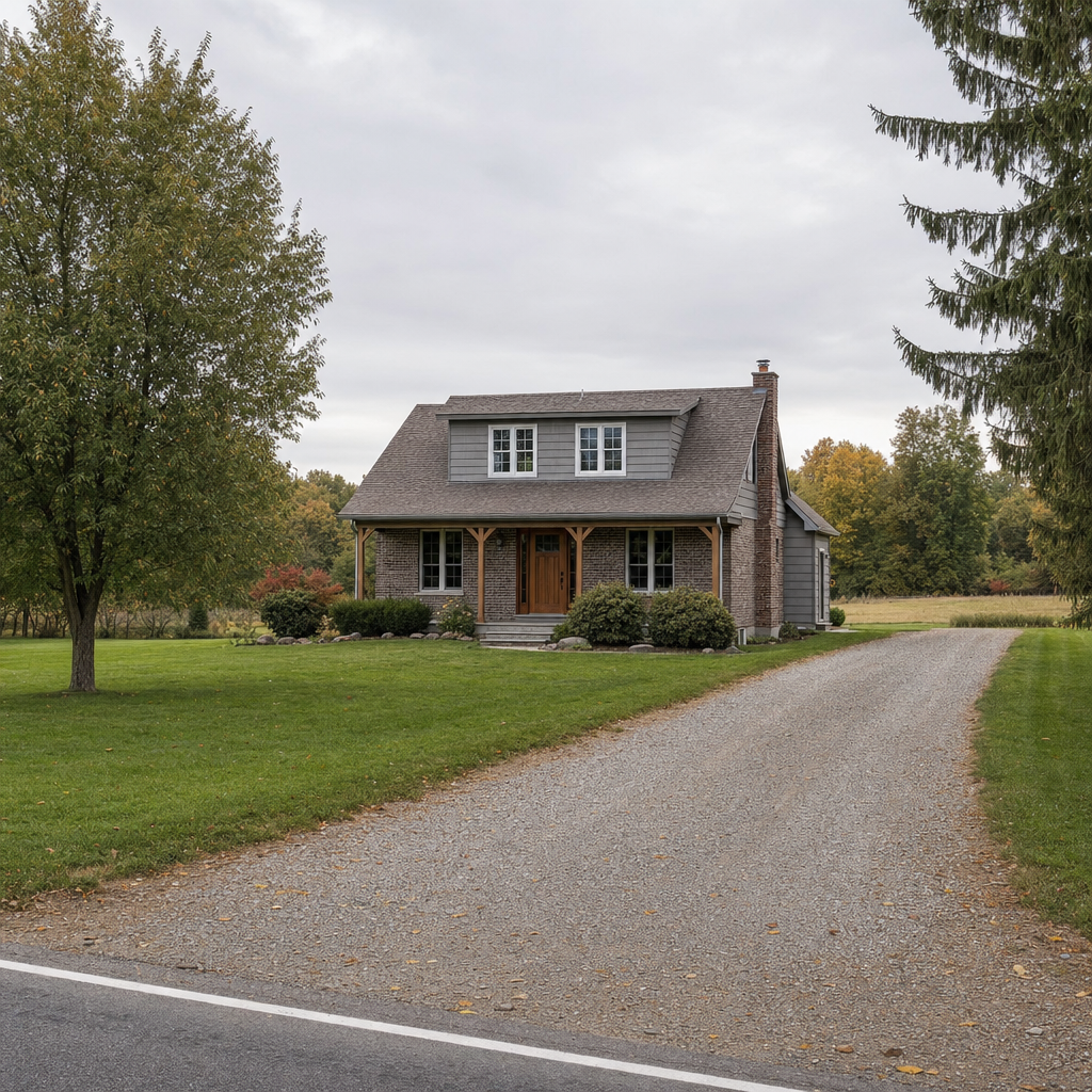 A calm single-family home exterior on a quiet Dorchester street, representing the household size and daily water use that decides how often a septic tank needs pumping